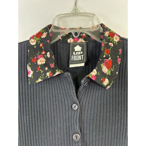 Vintage Pleated Skirt Button Down Top Set Black Micro floral Sz Small USA Made - Picture 6 of 13